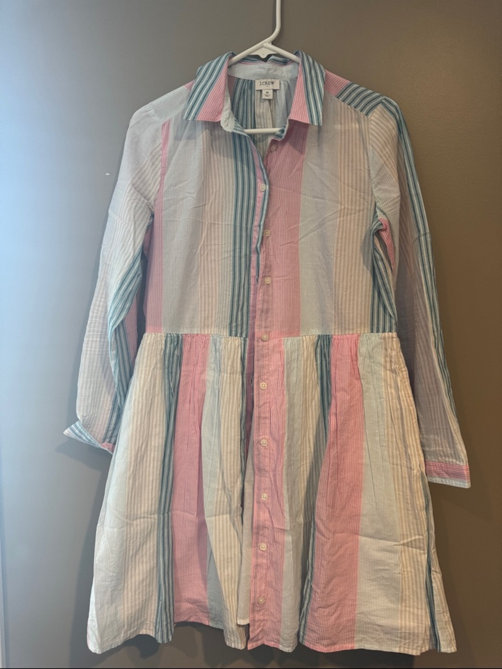 J. Crew Pastel Striped Button-Down Dress